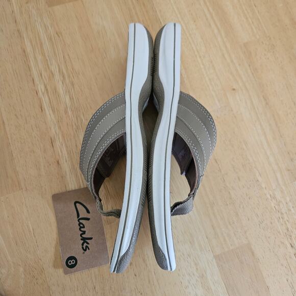 Clarks Cloudstepper Breeze Sea Sandal Thong Taupe Sz 8 NWT - Picture 4 of 8